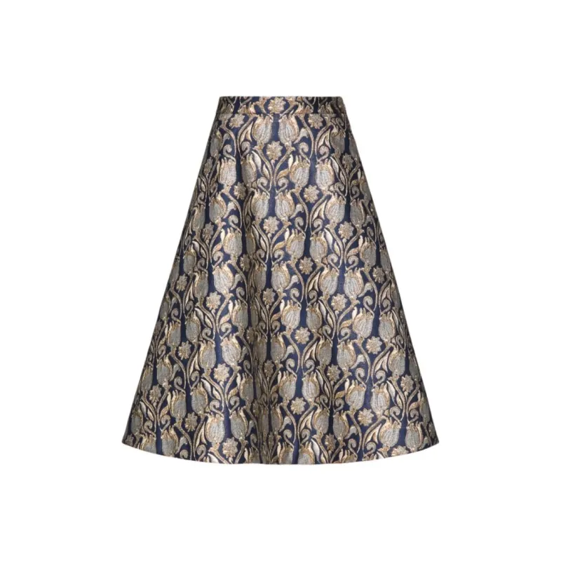 Valentino Brocade A-line Midi Skirt-0