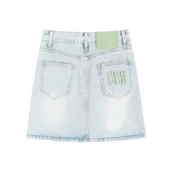 SNZX Denim Short Skirts Women's Light Blue