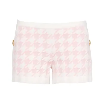 BALMAIN Houndstooth Light Tweed Shorts 'Rose'