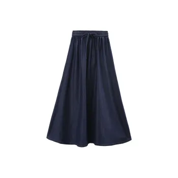 A Paradise For Awakening Casual Long Skirt Women's Denim Blue