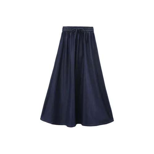 A Paradise For Awakening Casual Long Skirt Women's Denim Blue