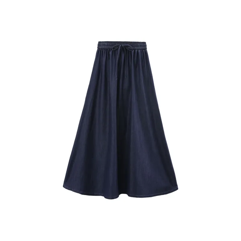 A Paradise For Awakening Casual Long Skirt Women's Denim Blue-0