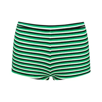 YUKARI SWIM Swimming Shorts Women's Black Green White Stripes