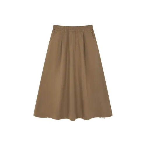 IHIMI Casual Long Skirts Women's Khaki