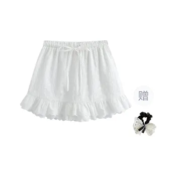 TUSHIFEI Casual Short Skirts Women's White+Hair Tie Comes With