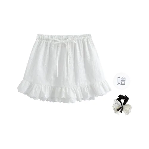 TUSHIFEI Casual Short Skirts Women's White+Hair Tie Comes With