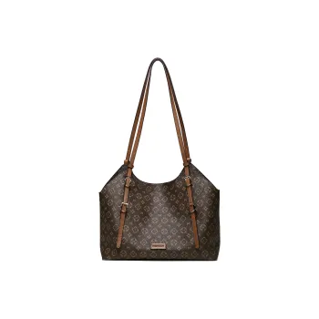 MEXICAN PVC Shoulder Bag Women's Dark Brown/Khaki/Ecru
