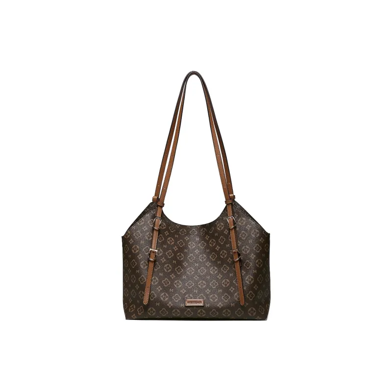 MEXICAN PVC Shoulder Bag Women's Dark Brown/Khaki/Ecru-0