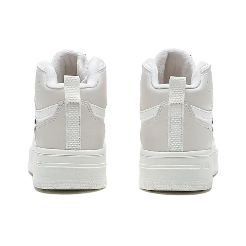 QIAODAN Dry Anti Slip Wear Resistant High Top Skateboard Shoes Women's White Gray-4