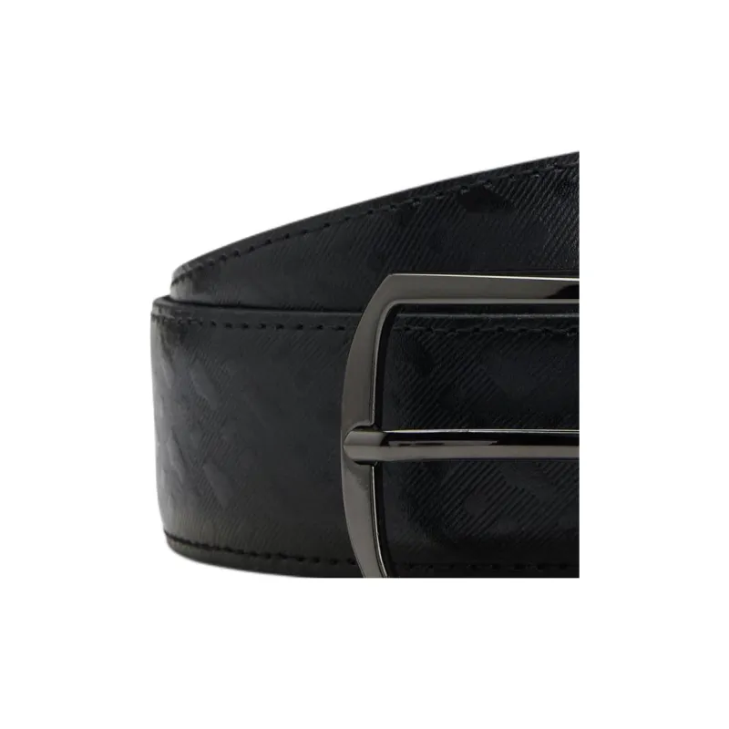 HUGO BOSS Cowhide Split Leather Belts Unisex Black Width 3.5CM-2