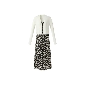 GOELIA Skirt Set Women's Light Pink With Pomegranate Flower Print Black