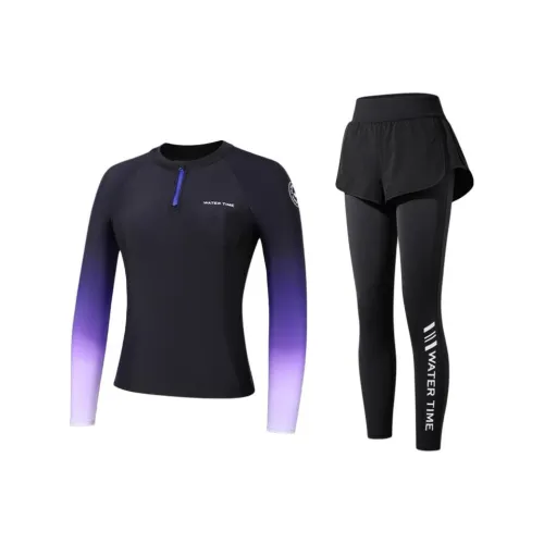 Watertime Two-Piece Swimsuits Women's Black Purple Gradient