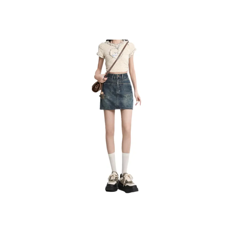 ZAZN Denim Short Skirts Women's Dirty Pink-7