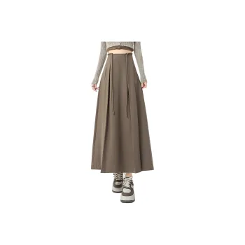 Wbwq Casual Long Skirts Women's Khaki