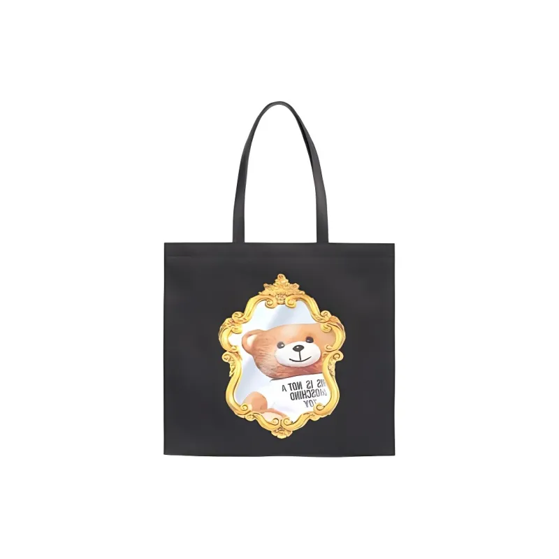 MOSCHINO Nylon Tote Bag Shopping Bag Shoulder Bag Handbag Regular Women's Black-0