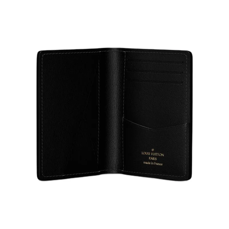LOUIS VUITTON Leather Card Holder Men's Black-3