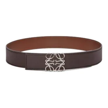 LOEWE Calfskin Leather Belts Unisex Black Width 4 Cm