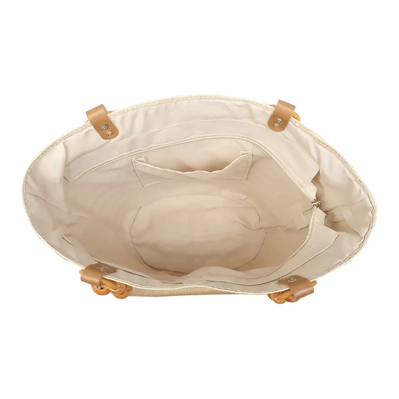 PT'SON Fabric One Shoulder Handbag Regular Women's Beige-7