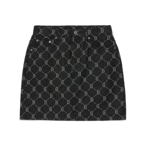 MLB Dia MonogramBOSTON REDSOX Chân Váy Denim Short Skirts Women's Black