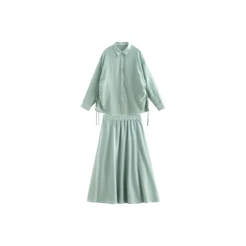Initial Language Skirt Set Women's Blue Green