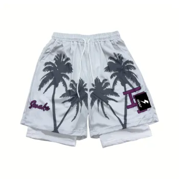 IXXAT Sports Shorts Unisex Mock Two Piece Coconut Tree Black Lightning