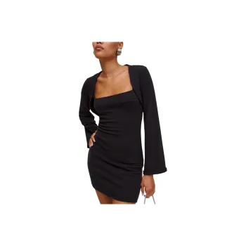 REFORMATION Chloe Knit Shrug Dress Set Skirt Set Women's Black