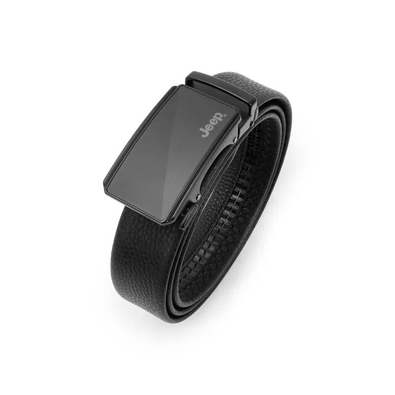 Jeep Top Grain Cow Leather Belts Men's Black/Litchi Grain Black Width  3.5cm-4