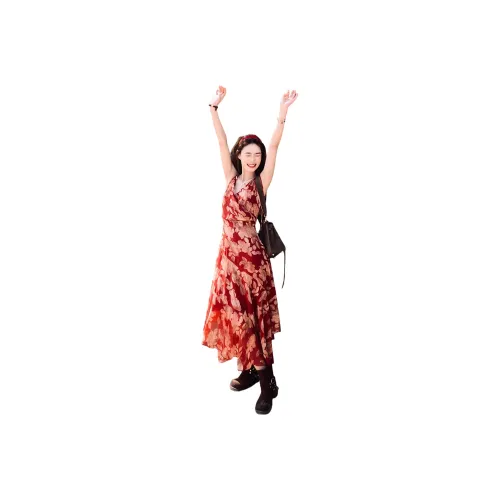 FLIM Slip Dresses Women's Red