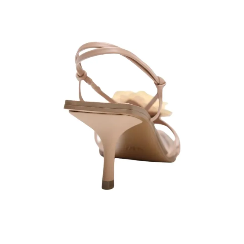 ZARA One Strap Sandals 7.5cm Women's Beige-4