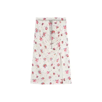 Bebe Casual Long Skirts Women's White Flower