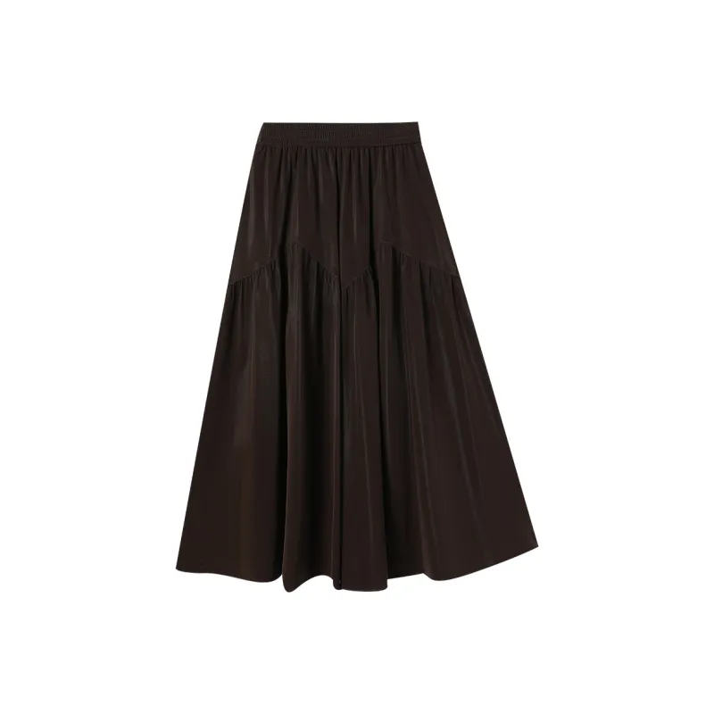 XIANGYING Casual Long Skirts Women's Coffee-0