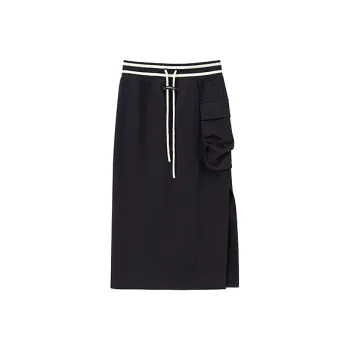 CHUU Casual Long Skirts Women's Navy Blue