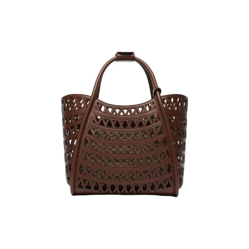 MaxMara Leather Shoulder Bag, Crossbody Bag, Handbag Trumpets Women's Dark Brown-3