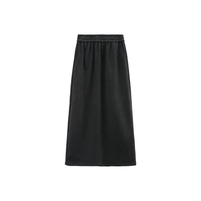 A Paradise For Awakening Casual Long Skirts Women's Dark Gray-0