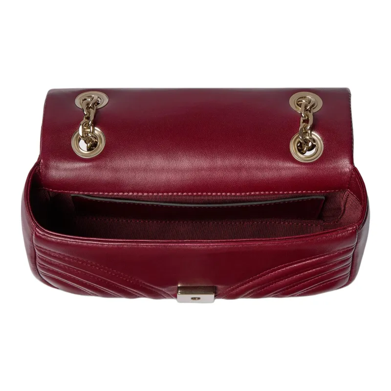 GUCCI GG Marmont Leather Shoulder Bag Trumpets Women's Red-4