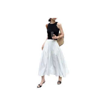 NANING9 Casual Long Skirts Women's White
