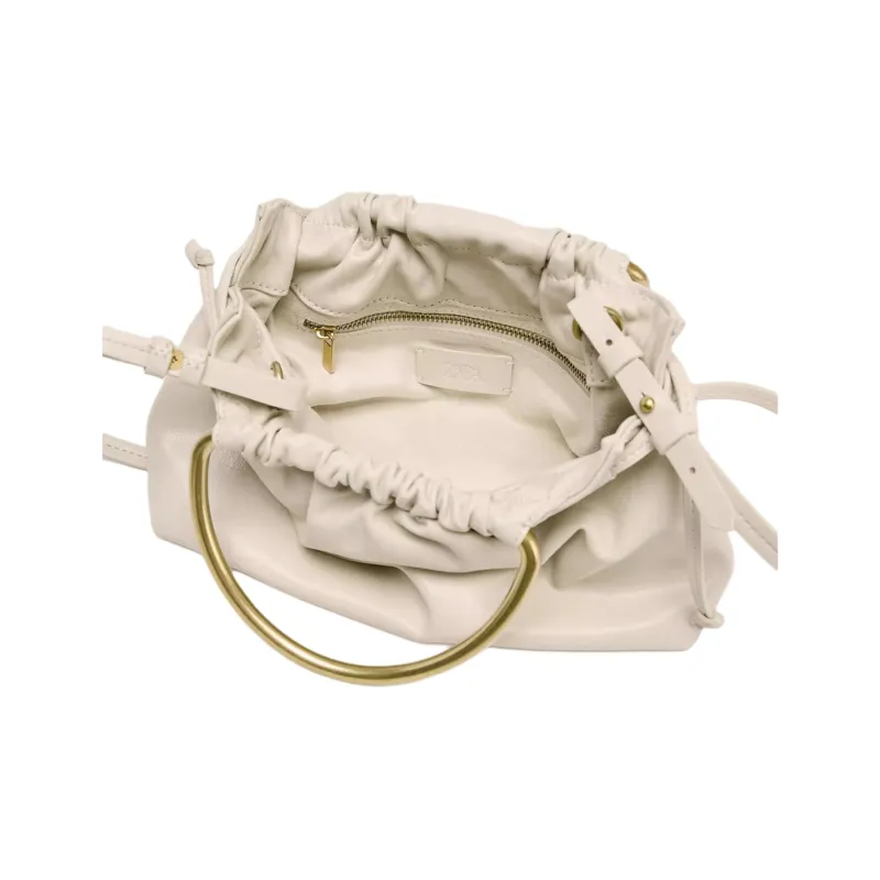 ZARA PU Bowling Bag, Handbag Mini Women's Raw White-3
