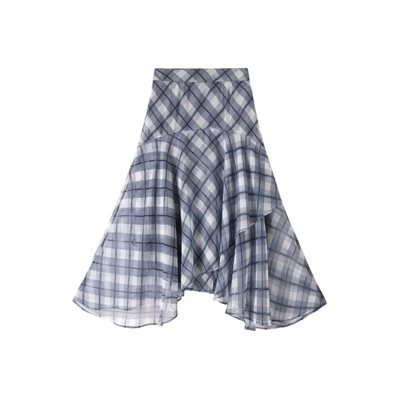 XIANGYING Casual Long Skirt Women's Navy Blue-1