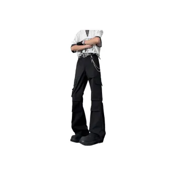DARK HORSE Casual Pants Unisex Folds Black