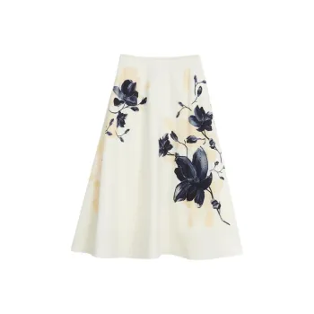 Yiner Casual Long Skirts Women's Cream White