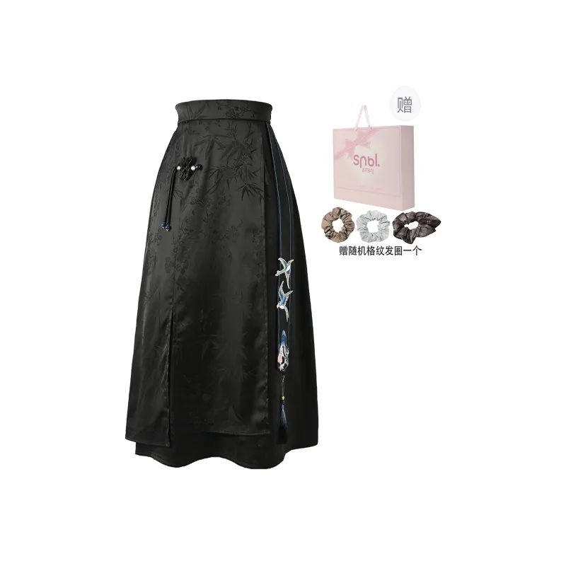 SNBL Casual Long Skirts Women's Black-0