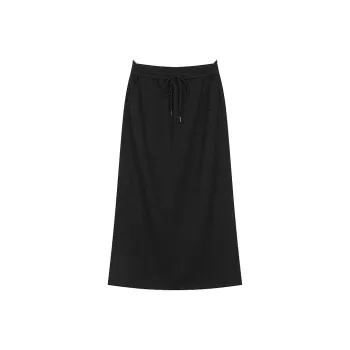 ELF SACK Casual Long Skirt Women's Elegant Black Gray