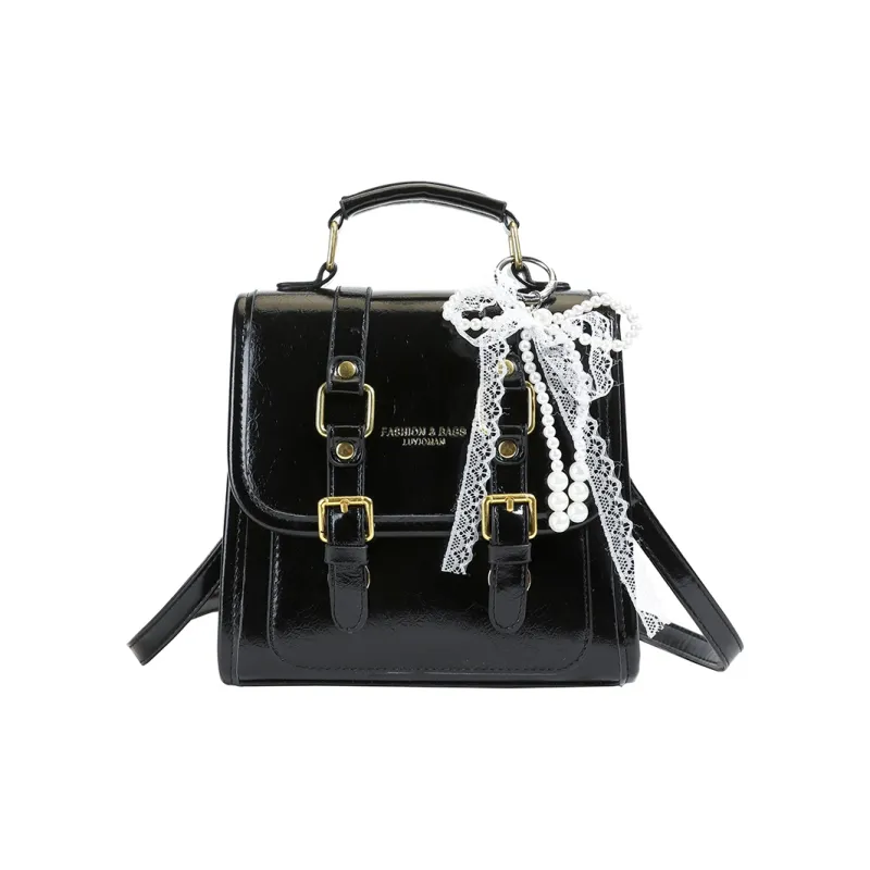 TOUTSEUL YOLO PU Backpack Regular Unisex Black/Coffee & White & Brown-0