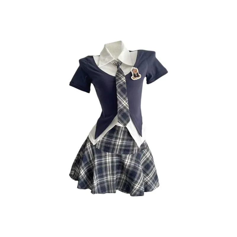 QYPRF Skirt Set Women's Navy Blue-0