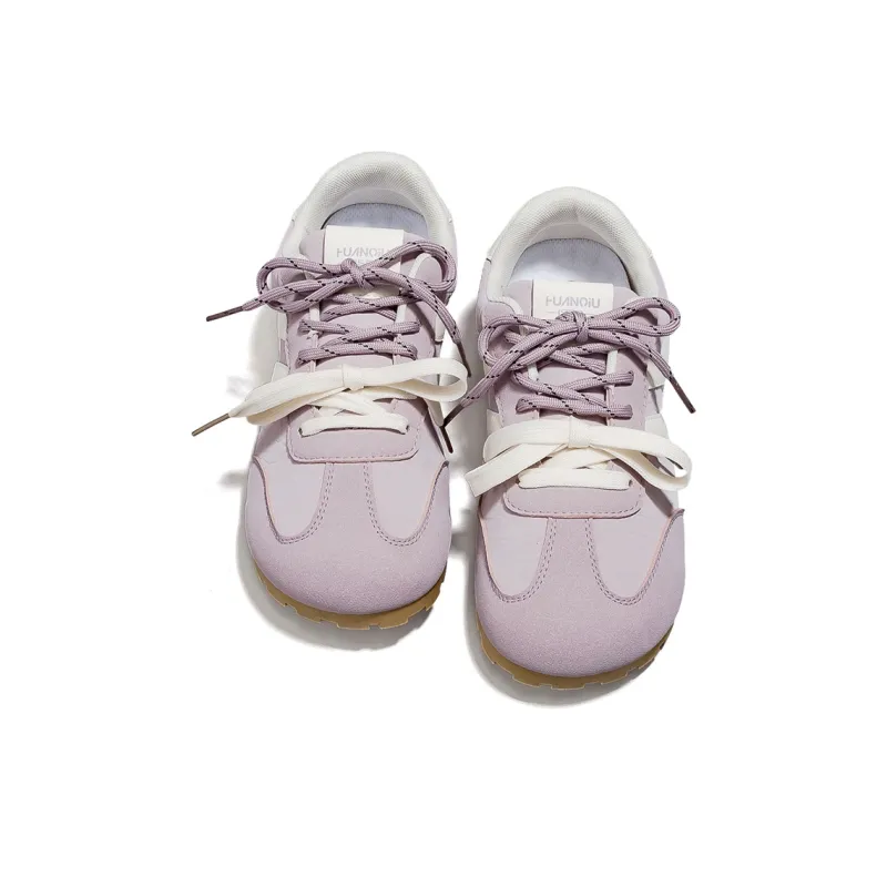 HUANQIU Slip Resistant, Lightweight, And Breathable Low Top Skateboard Shoes Women's Purple-4