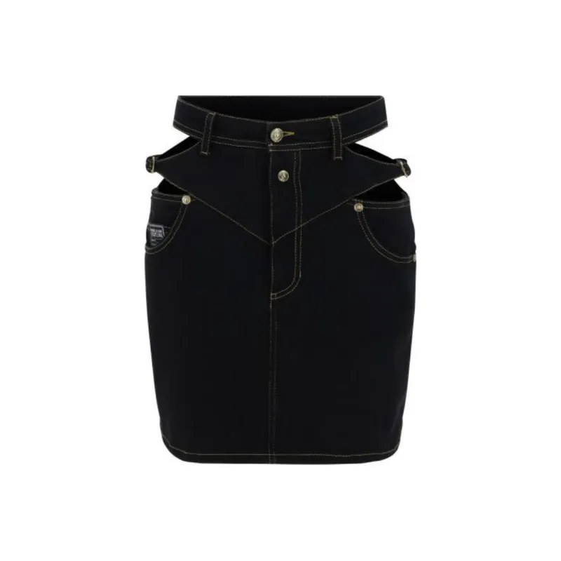 VERSACE JEANS COUTURE Denim Short Skirts Women's Black-0