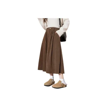 Tonlion Casual Long Skirts Women's Vintage Brown