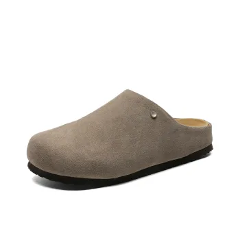 V05 Rubber Sole Stitching Leather Patchwork Slip Resistant Closed Toe Slippers Men's