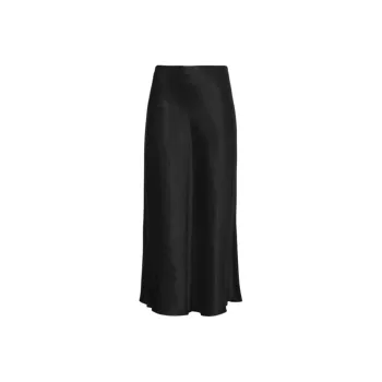 VINCE Satin finish Draped Midi Skirt