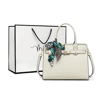 MILLIE'S Cow Leather Shoulder Bag, Crossbody Bag, Handbag Regular Women's White/Blue